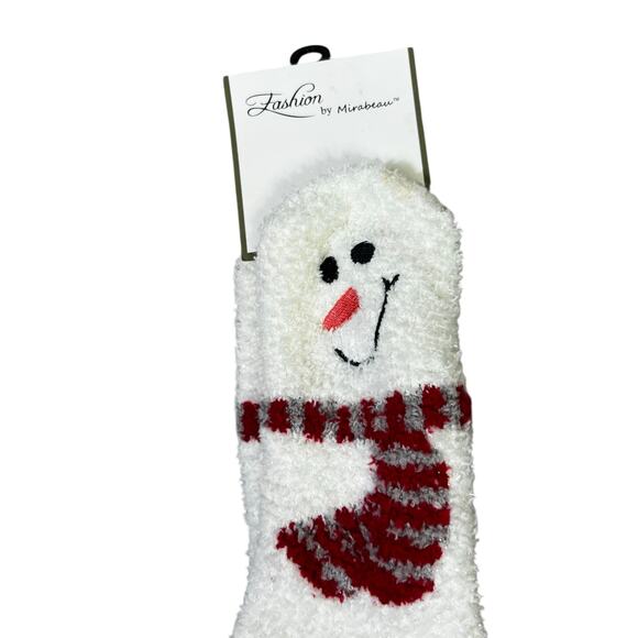 NWT Snowman Spa Socks Womens One Size White Fuzzy Gripper Holiday Christmas - Picture 2 of 3